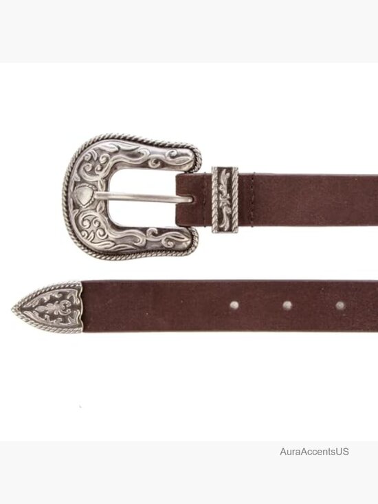 Vintage Western Engraved Suede Leather Belt Slim 1\